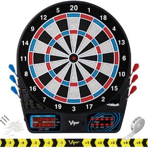 Viper by GLD Products 777 Electronic Dartboard Sport Size Over 40 Games Auto-Scoring LCD Cricket Display Impact-Tough Target for Lasting Durability and Ultra-Thin Spider for Fewer Bounce Outs with Soft Tip Darts, black, one size