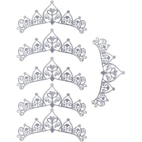 6 Pieces Full Metallic Crown Iron on Applique 13inch Long Swirl Embroidered Patch Scroll Lace Vine Border for Hat Clothes Garment Sewing Edge Embellishment (Silver)
