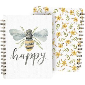 Primitives by Kathy Bumblebee Be Happy Spiral Notebook (120 Lined Pages)
