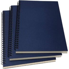 YUREE B5 Spiral Notebook Lined, Spiral Ruled Journal with Hard Kraft Cover, 70 Sheets (140 Pages), 10.3" x 7.2", 3-Pack, Blue in Kuwait