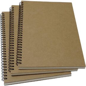 YUREE B5 Spiral Notebook Lined, Spiral Ruled Journal with Hard Kraft Cover, 70 Sheets (140 Pages), 10.3" x 7.2", 3-Pack, Blue
