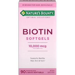 Nature's Bounty Optimal Solutions Biotin 10,000 mcg 90 Rapid Release Liquid Softgels