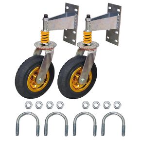ASTAMOTOR 8" Gate Caster Wheels for Metal Swing Tube Gate Wooden Fence Gate, 360 Degree Swivel Spring-Loaded, 600 Lbs Capacity, 2 Pack