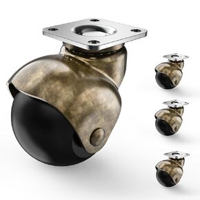 2 inch Antique Brass Ball Casters, Vintage Furniture Caster Wheels, Swivel Spherical Caster, Ball Casters Set of 4 for Furniture, Sofa, Coffee Table, Cabinet, Kitchen Cart