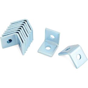QWORK 10-Pack Heavy Duty L-Shaped Connector Brackets - 2 Hole, Compatible with All 1-5/8" Strut Channels, 1/2" Bolt Hole, 90 Degree Angle, Electrogalvanized Carbon Steel