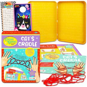 Cat's Cradle Game Kit for Kids - Bundle with Cat's Cradle String and Instruction Book in Travel Tin Plus Bookmark, and More | Cat's Cradle Kit for Boys, Girls