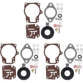 ApplianPar Pack of 3 Carb Carburetor Rebuild Repair Kit with Float for Johnson Evinrude 65 70 75 HP