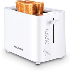 Toaster 2 Slice, NIKLEMON Small Compact 2 Slot Toaster with 6 Browning Levels and Reheat, Defrost and Cancel, Removable Crumb Tray, 1.25'' Wide Slots Bread Toaster for Bagel & Waffles, Black
