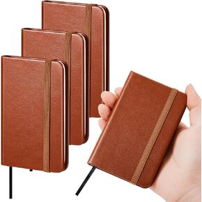 Hardcover Leather Pocket Notebook 4 x 2.5 Inch Small Notebook 50 Sheets Hardcover Mini Notepad Tiny Lined Journal for Office Home School Writing Supplies(Black,10 Pcs)
