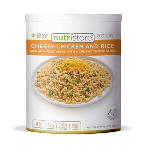 Nutristore Freeze-Dried Cheesy Chicken and Rice | Emergency Survival Bulk Food Storage Meal | Perfect for Everyday Quick Meals and Long-Term Storage | 25 Year Shelf Life | USDA Inspected (1-Pack)