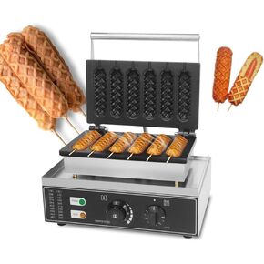 Hotdog Waffle Maker Machine Electric 1600W Lolly stick waffle Maker 6 Slice Non-Stick Stainless Steel Waffle Muffin Baker Machine Crispy lolly waffle machine