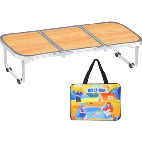 AO LI GEI Folding Camping Table Small with Storage Bag,Adjustable Height Portable Picnic Table,Upgraded Thickening Lightweight Outdoor Table Aluminum Legs (Sliver:15.7"x35.4", Height:10.6")