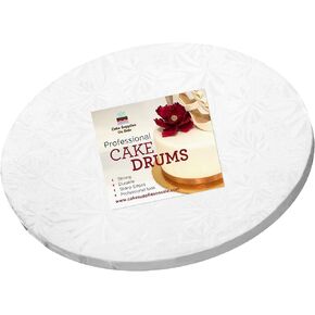 8 inch White Round Sturdy Cake Board Drums for Displaying Cakes, 1/2 inch Thick, (1-Pack)