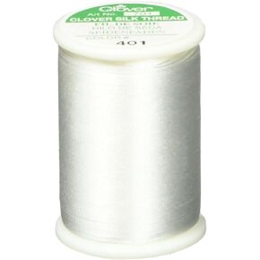 Clover White Silk Thread 50wt 109yds, 109 yd