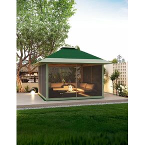 13' x 13' Outdoor Gazebo, Double Roof Patio Gazebo Quick Setup Instant Canopy Tent Instant Canopy Gazebo Shelter, Gray