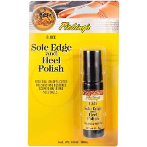 Fiebing's Black Shoe Polish for Leather & Rubber Soles - Sole Edge & Heel Polish (0.6 oz) Restores Scuffed Heels & Soles - Easy Roll-On Applicator to Repair Boot & Shoe for Glossy & Waterproof Finish