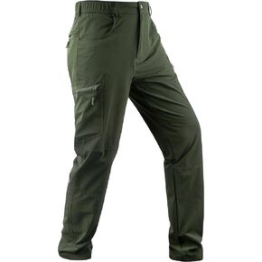 Derminpro Men's Stretch Cargo Hiking Pants Quick Dry Tactial Pants with Elastic Waist & Zipper Pockets