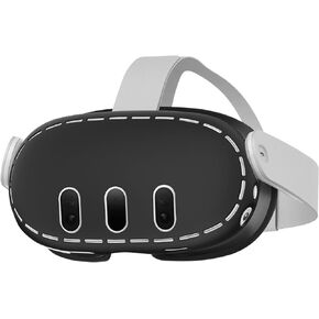 KUYS Silicone VR Shell Protective Cover Compatible with Quest 3 Accessories, for Meta/Quest 3VR Headset Protective Cover,Shockproof and Durable, Easy to Clean（Black/Gray） (Grey)