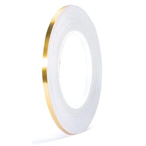 MCZLOG Gold Duct Tape, Metallic Polyester Mylar Film Tape, 2/5 Inch X 164 Ft. Vinyl Pinstripe Tape for Detailing Accent Wall, Wardrobe, Bathroom, Floor, Tile, Car, Graphic Arts - Stripe Stickers