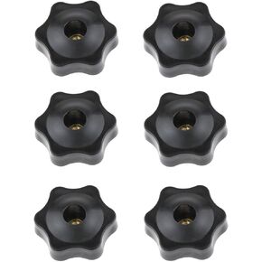 Meuey Lyot T Track Knobs Six-Star Thru Knobs 1/4"-20 Hole Knobs for Sawing Machine Drilling Machine Lathe Fixed Length Fixture -6PCS