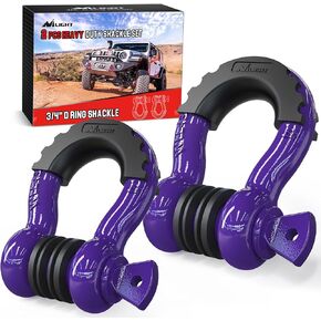Nilight 2 Pack 3/4" D-Ring Shackle with 7/8" Screw Pin 41,887lbs Break Strength, Heavy Duty Off Road Recovery Shackle with Isolators Washers for Use with Tow Strap, Winch, Off-Road Truck Vehicle