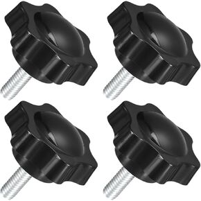 uxcell 4Pcs M6 x 30mm Star Knobs, Plastic Hex Shaped Clamping Knob Screw Hand Tightening Replacement Knob for Umbrella Base Replacement knob