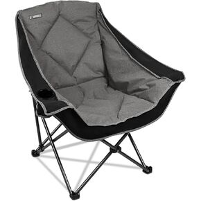 Folding Camping Chair,Oversized Portable Camping Chair with Cup Holder,Heavy Duty Padded Lawn Chair for Camping, Tailgates, Beach, and Sports