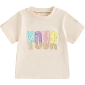 Toddler Baby Girl 1st 2nd 3rd 4th 5th Birthday Outfit Summer Ice Cream One Two Three Year Old Short Sleeve T-Shirt