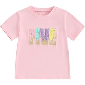 Toddler Baby Girl 1st 2nd 3rd 4th 5th Birthday Outfit Summer Ice Cream One Two Three Year Old Short Sleeve T-Shirt