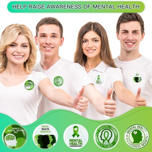 Hotop 150 قطعة 1.5 في عناصر التوعية بالصحة العقلية دبابيس الأزرار السائبة شارات مستديرة هدايا الصحة العقلية دبوس الشريط الأخضر لحقائب الملابس القميص in Saudi Arabia