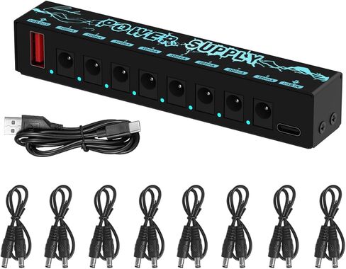 Ranch Guitar Pedal Power Supply 8 Isolated DC Outputs for 9V Effect Pedal Board with Type C Input and 5V USB Output in Kuwait