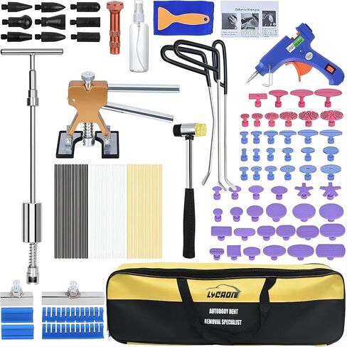 Dent Remover Repair Puller Tool Kit, Slide Hammer T Bar Dent Puller, Golden Lifter, Bridge Puller & Glue Gun for Automobile Body Motorcycle Refrigerator, Included Instruction Manual & Video (107PCS) in Saudi Arabia