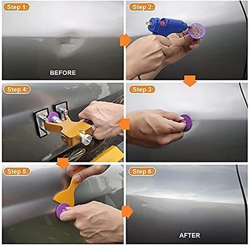 Dent Remover Repair Puller Tool Kit, Slide Hammer T Bar Dent Puller, Golden Lifter, Bridge Puller & Glue Gun for Automobile Body Motorcycle Refrigerator, Included Instruction Manual & Video (107PCS) in Saudi Arabia