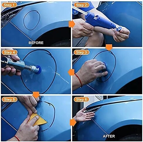 Dent Remover Repair Puller Tool Kit, Slide Hammer T Bar Dent Puller, Golden Lifter, Bridge Puller & Glue Gun for Automobile Body Motorcycle Refrigerator, Included Instruction Manual & Video (107PCS) in Saudi Arabia
