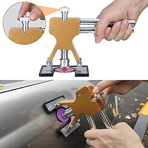 Dent Remover Repair Puller Tool Kit, Slide Hammer T Bar Dent Puller, Golden Lifter, Bridge Puller & Glue Gun for Automobile Body Motorcycle Refrigerator, Included Instruction Manual & Video (107PCS) in Saudi Arabia