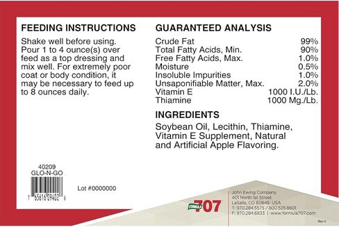 مكمل الفورمولا 707 Glo-N-Go للخيول، سائل جالون - دعم الفيتامينات والسعرات الحرارية للاحتفاظ بالوزن الصحي وحالة الفراء في الخيول in Kuwait