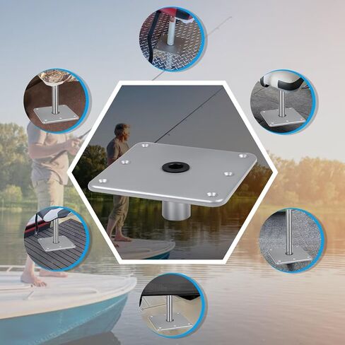 EXMIATOV Boat Seat Base, 7" x 7" Aluminum Boat Seat Pedestal Base with 3/4" Pin Post Socket, Boat Seat Pedestals Set, Base Corrosion Resistant High Durability, Suitable for Most Boat Seat Mount in Saudi Arabia