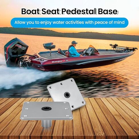 EXMIATOV Boat Seat Base, 7" x 7" Aluminum Boat Seat Pedestal Base with 3/4" Pin Post Socket, Boat Seat Pedestals Set, Base Corrosion Resistant High Durability, Suitable for Most Boat Seat Mount in Saudi Arabia