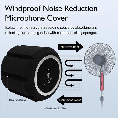 كرة عزل درع الرياح للميكروفون، غطاء إسفنجي للزجاج الأمامي، مرشح بوب صوتي لتسجيل الاستوديو وامتصاص الصوت وإلغاء الضوضاء in Kuwait