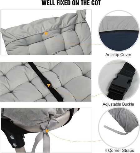 REDCAMP 75"x28" Sleeping Cot Pads for Camping, Soft Thicker Camping Cot Mattress Pad Portable for Outdoor Hiking, Light Gray in Saudi Arabia