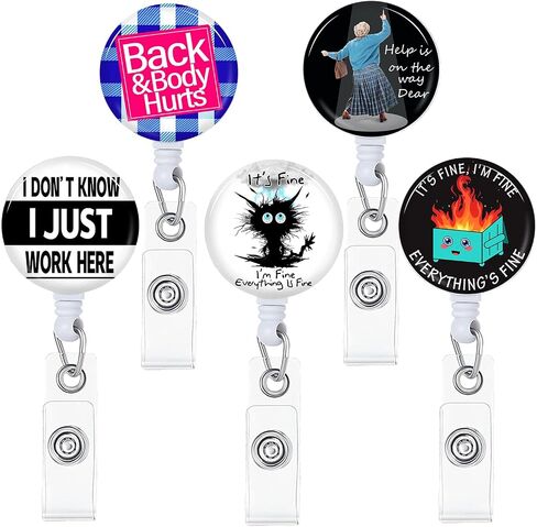 5pcs Badge Reels Holder Retractable with ID Clip for Nurse Name Tag Card Cute Nursing Doctor Teacher Student Medical MD Work Office in Saudi Arabia
