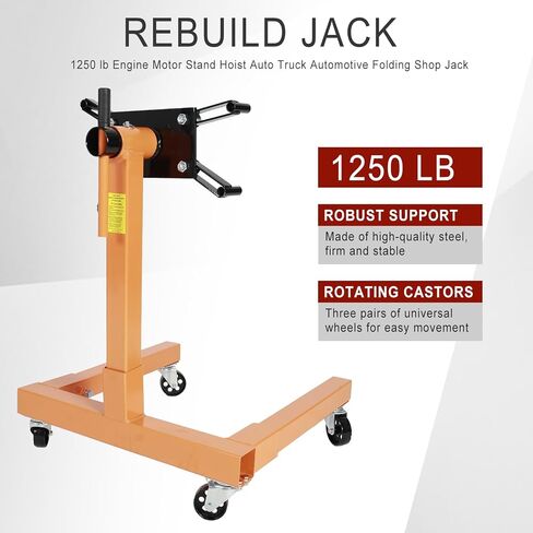 BACLAUGH 1250LB سعة محرك دوار فولاذي حامل دوار قابل للطي 360 درجة رأس تركيب قابل للتعديل مع 4 عجلات دوارة محملة بالكرة in Kuwait