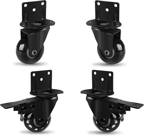 MALLLALA Set of 4 Caster Wheels, 2 inch L-Shaped Industrial Casters, Swivel Castor, Furniture Caster with 2 Brakes for Cots, Flower Stands, Desks,500 lbs Loading Capacity in Kuwait
