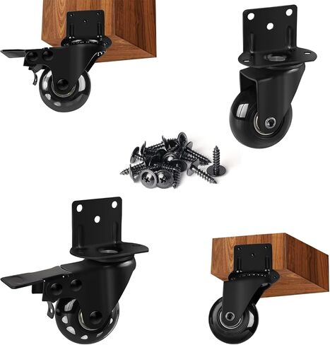 MALLLALA Set of 4 Caster Wheels, 2 inch L-Shaped Industrial Casters, Swivel Castor, Furniture Caster with 2 Brakes for Cots, Flower Stands, Desks,500 lbs Loading Capacity in Kuwait