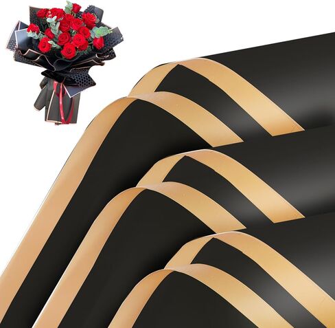 20 ورقة من ورق تغليف الزهور - ورق تغليف باقة زهور مقاوم للماء، تغليف حرفي يدوي الصنع، ورق تغليف لوازم الزهور لتغليف الهدايا وهدية عيد ميلاد الزفاف، 22.8 × 22.8 بوصة (وردي) in Kuwait