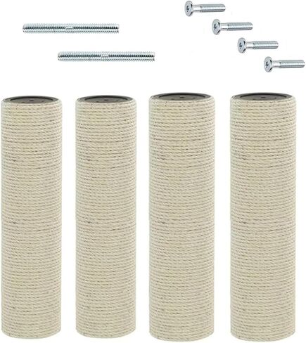 SHENGOCASE 4-Pack عمود استبدال شجرة القطط 13.8 بوصة طول، 3.15 بوصة Ø عمود مع مسمار M8، عمود ربط برج القطط، عمود استبدال عمود خدش القطط DIY in Kuwait