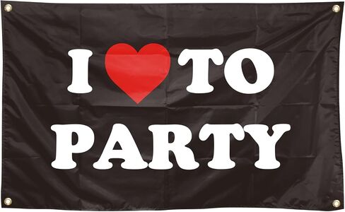 علم I Love To Party مقاس 3 × 5 أقدام لديكور غرفة النوم الجامعية، وغرفة النوم، وغرفة المعيشة، والحدائق، والحفلات، والهدايا (jk26) in Saudi Arabia