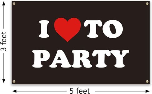 علم I Love To Party مقاس 3 × 5 أقدام لديكور غرفة النوم الجامعية، وغرفة النوم، وغرفة المعيشة، والحدائق، والحفلات، والهدايا (jk26) in Saudi Arabia