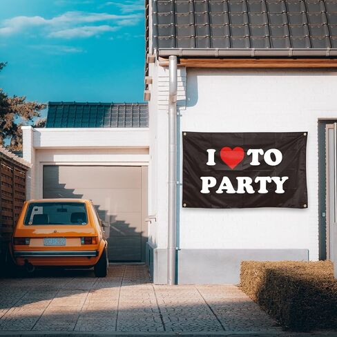 علم I Love To Party مقاس 3 × 5 أقدام لديكور غرفة النوم الجامعية، وغرفة النوم، وغرفة المعيشة، والحدائق، والحفلات، والهدايا (jk26) in Saudi Arabia