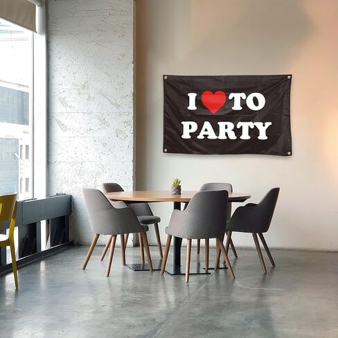علم I Love To Party مقاس 3 × 5 أقدام لديكور غرفة النوم الجامعية، وغرفة النوم، وغرفة المعيشة، والحدائق، والحفلات، والهدايا (jk26) in Saudi Arabia